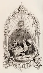 Frontispice fra The Posthumous Papers of the Pickwick Club udgivet i bogform i 1837